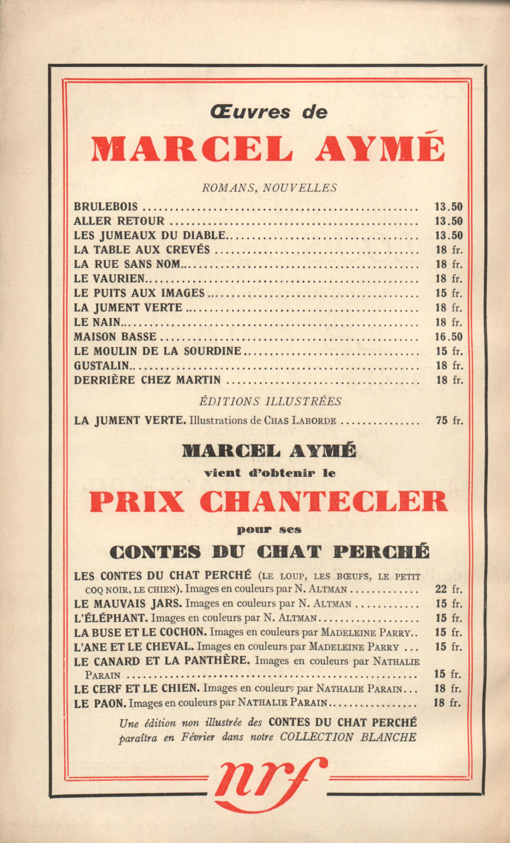 La Nouvelle Revue Française N' 305 (Février 1939)