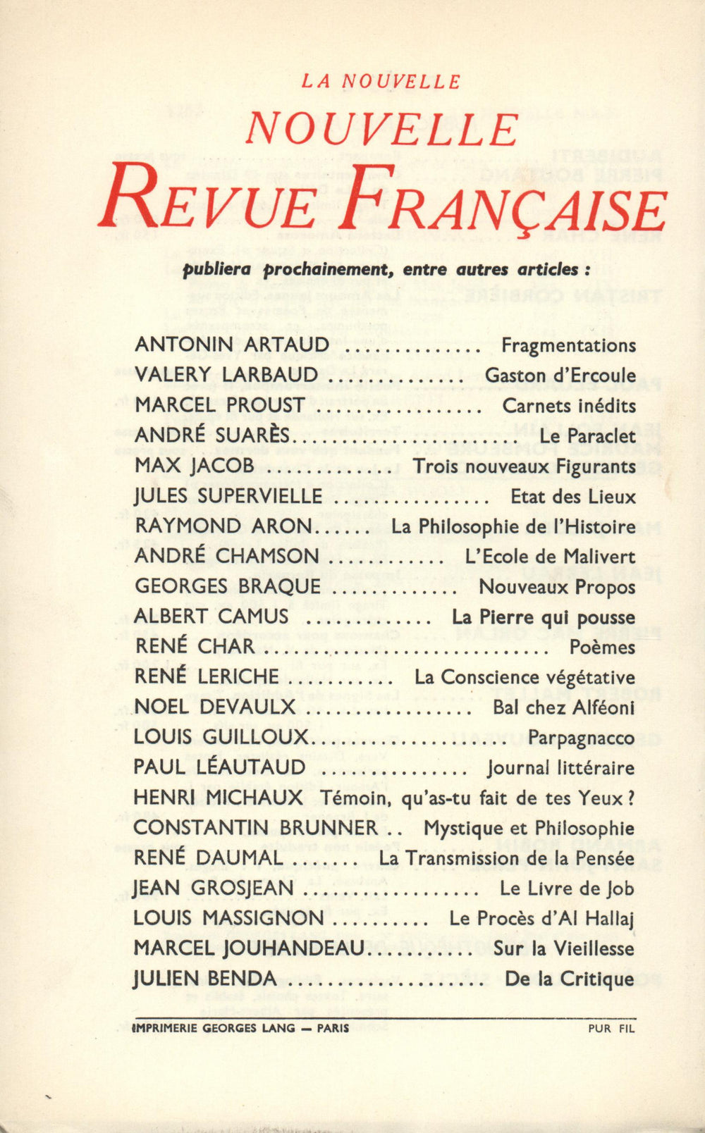 La Nouvelle Nouvelle Revue Française N' 12 (Décembre 1953)