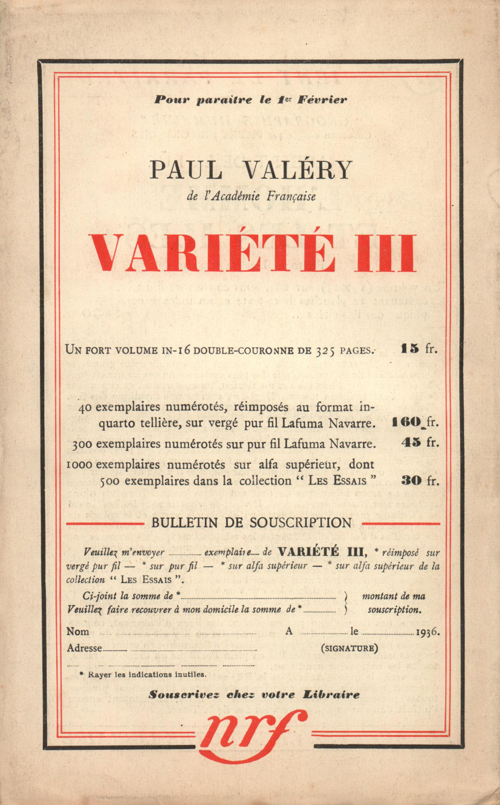 La Nouvelle Revue Française N° 268 (Janvier 1936)