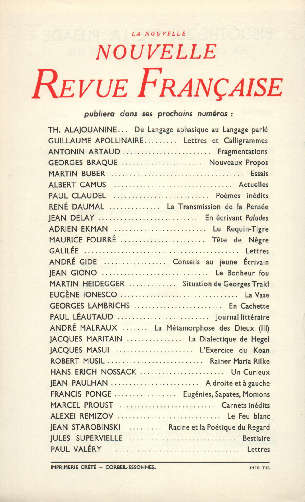 La Nouvelle Nouvelle Revue Française N' 43 (Juillet 1956)