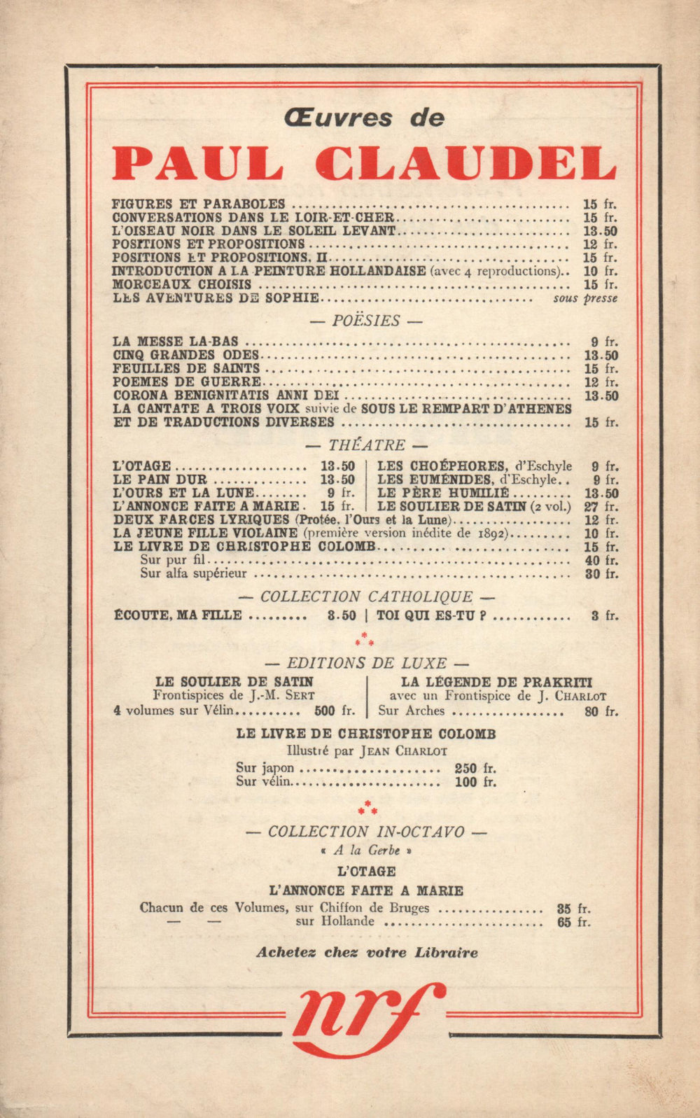 La Nouvelle Revue Française N° 281 (Février 1937)