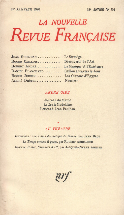 La Nouvelle Revue Française N° 205 (Janvier 1970)