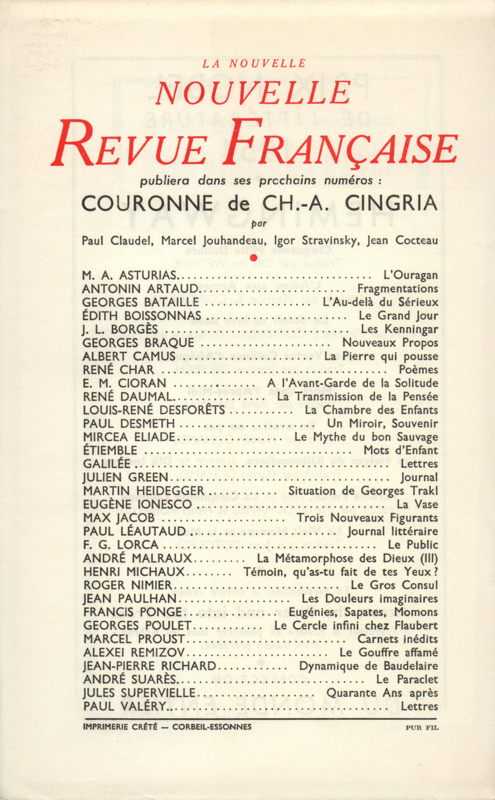 La Nouvelle Nouvelle Revue Française N' 24 (Décembre 1954)