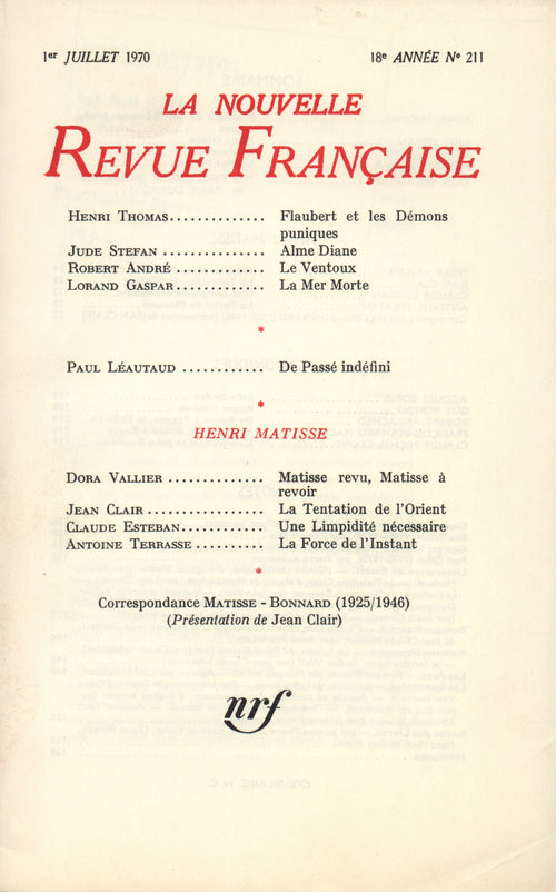 La Nouvelle Revue Française N° 211