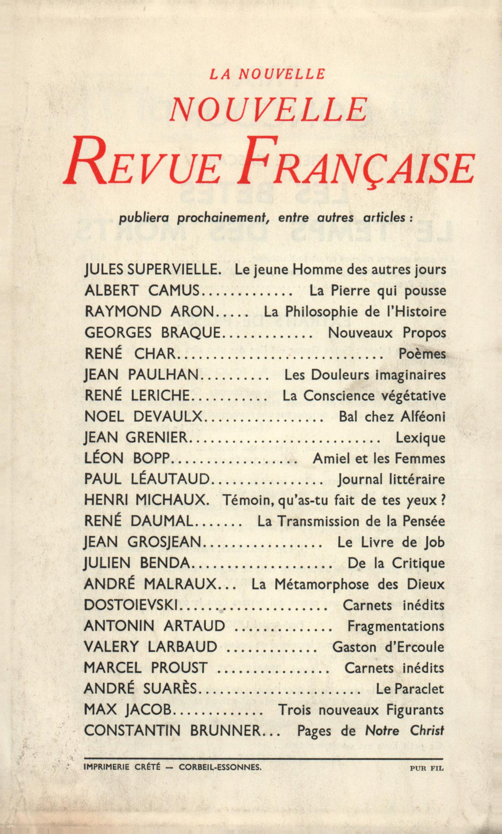 La Nouvelle Nouvelle Revue Française N' 14 (Février 1954)